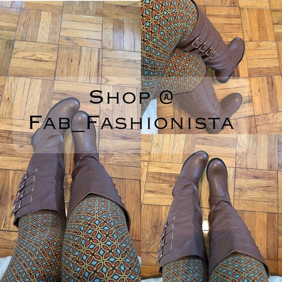 Vegan Leather riding boots tall buckle size 9 - Picture 2 of 8